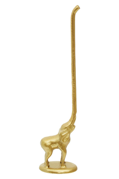 Fauna Gold Finish Elephant Toilet Roll Holder With Round Base
