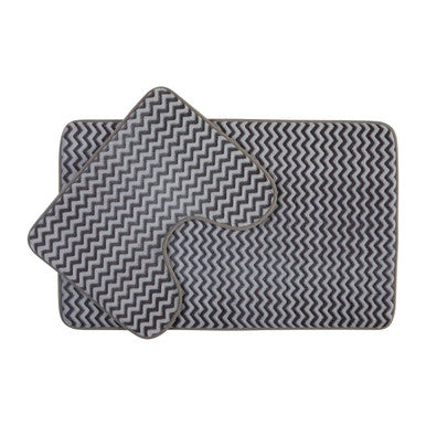 Soak Grey Chevron Bath and Pedestal Mat Set