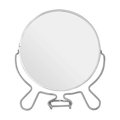 Mison Silver Effect Two Sided Small Shaving Mirror