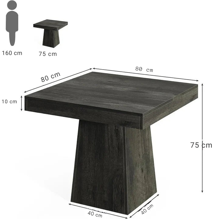 80cm Square Farmhouse Dining Table | Seats 4, Pedestal Base
