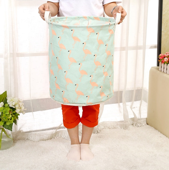 Foldable Cotton and Linen Laundry Basket for Bathroom, Laundry and Toy Storage