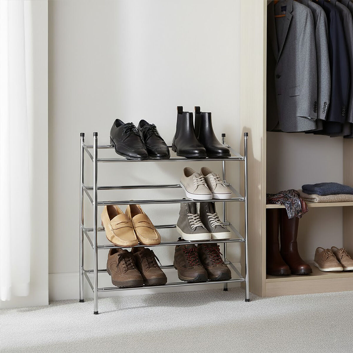 Tavia Extendable and Stackable 4 Tier Shoe Rack
