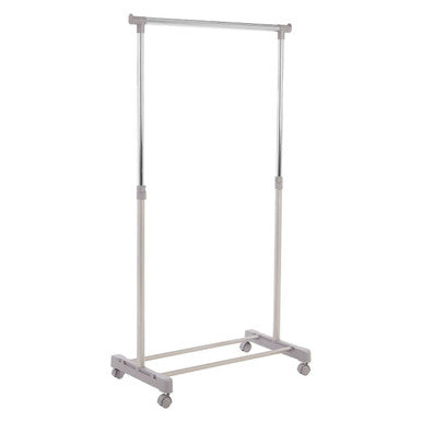 Ralesi Grey & Chrome Double Clothes Rail on Wheels | Adjustable Height