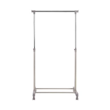 Ralesi Grey & Chrome Double Clothes Rail on Wheels | Adjustable Height