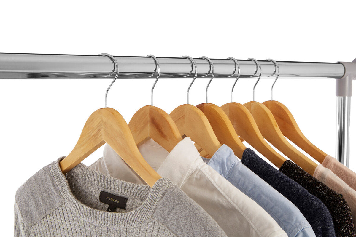 Ralesi Grey & Chrome Double Clothes Rail on Wheels | Adjustable Height