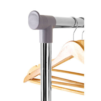 Ralesi Grey & Chrome Double Clothes Rail on Wheels | Adjustable Height