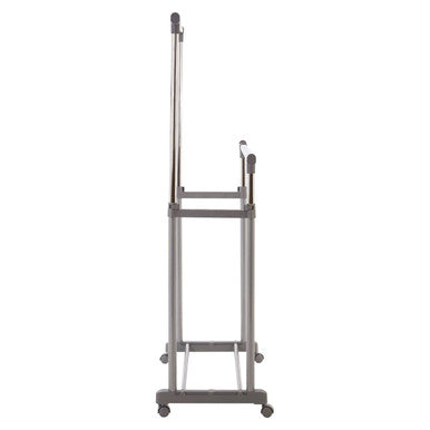 Ralesi Grey & Chrome Double Clothes Rail on Wheels | Two-Tier Storage