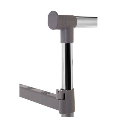 Ralesi Grey & Chrome Double Clothes Rail on Wheels | Two-Tier Storage