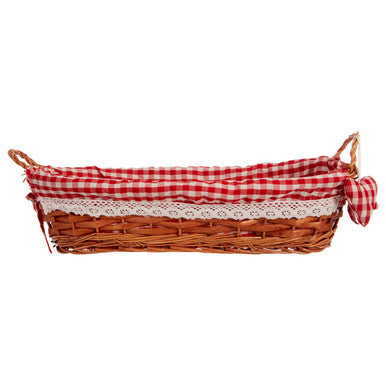 Orla Red Gingham Lining Oblong Willow Bread Basket