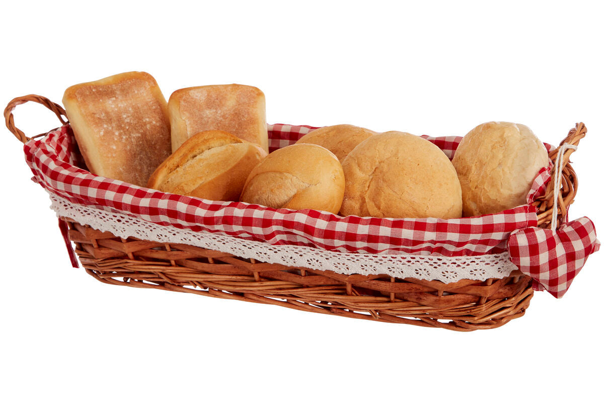 Orla Red Gingham Lining Oblong Willow Bread Basket