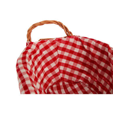 Orla Red Gingham Lining Oblong Willow Bread Basket
