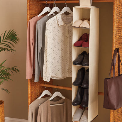 Verti 6 Section Cream Hanging Shoe Organiser
