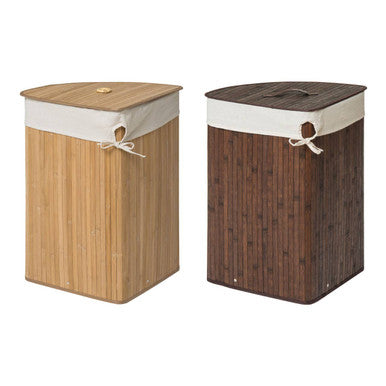 Dark Brown Bamboo Corner Laundry Hamper – Kankyo