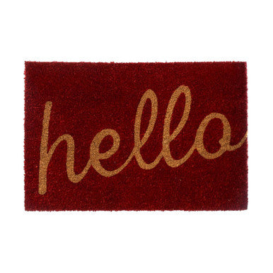 Coir Red Hello Doormat 60 x 40 cm
