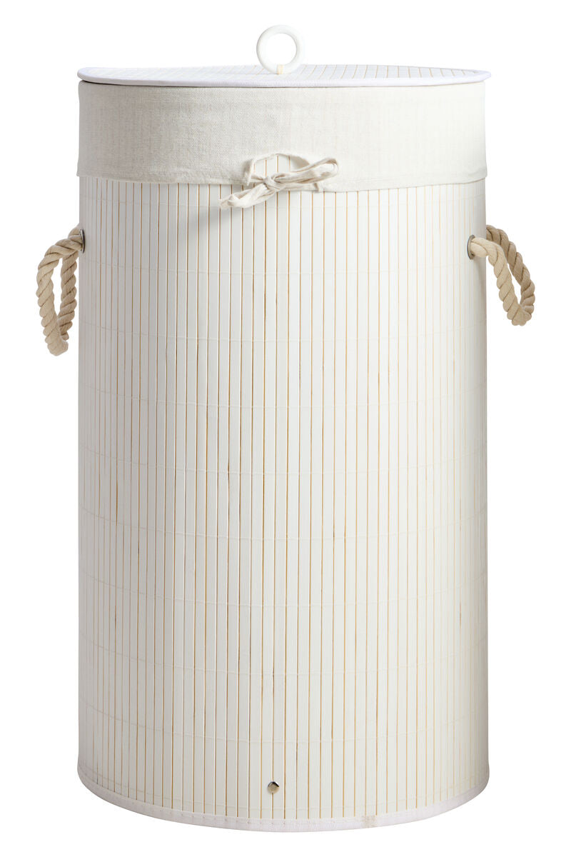 Round White Bamboo Laundry Hamper – Kankyo