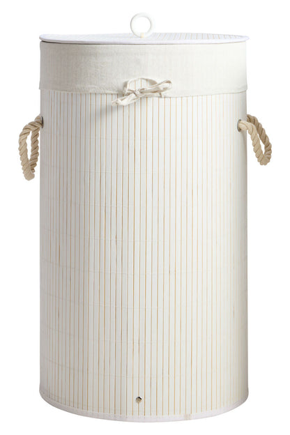 Round White Bamboo Laundry Hamper – Kankyo