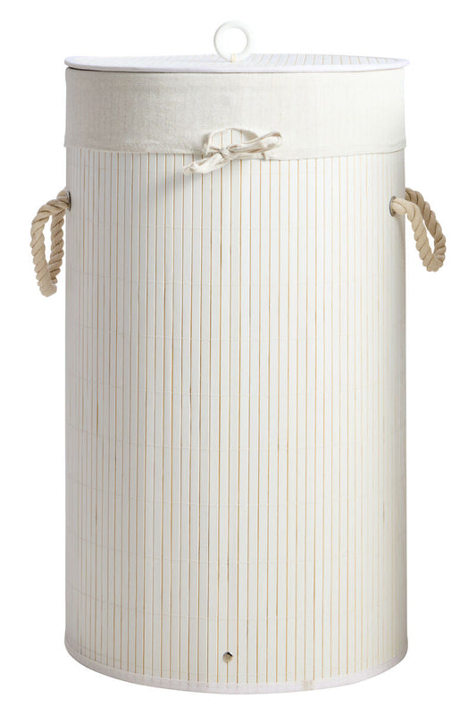 Round White Bamboo Laundry Hamper – Kankyo