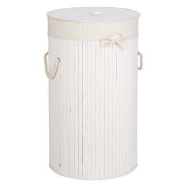 Round White Bamboo Laundry Hamper – Kankyo