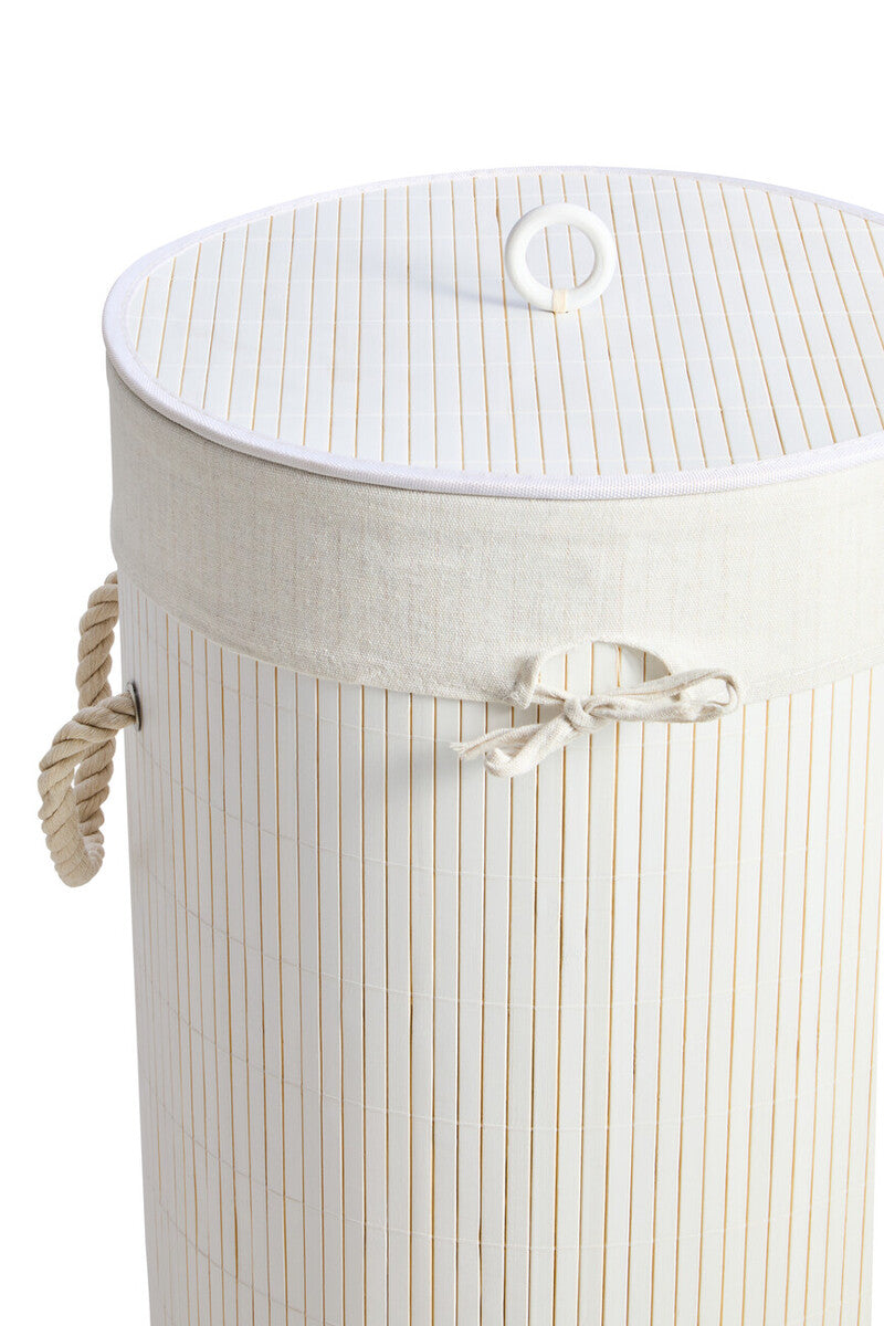 Round White Bamboo Laundry Hamper – Kankyo