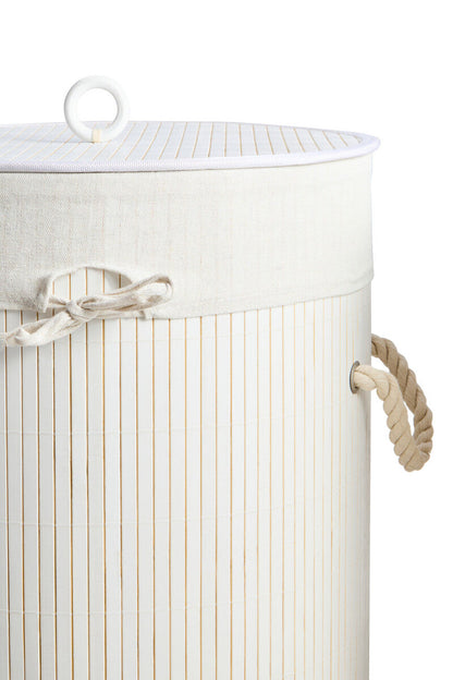 Round White Bamboo Laundry Hamper – Kankyo