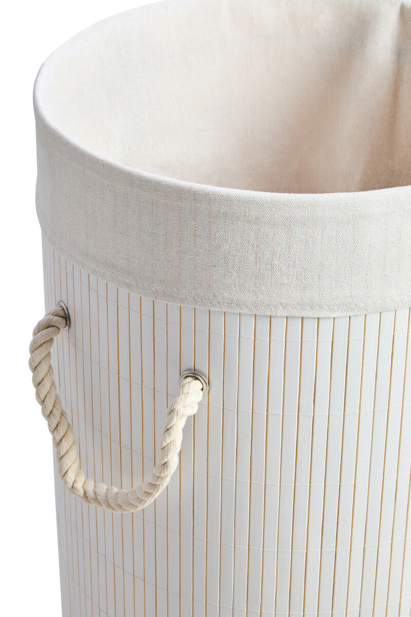 Round White Bamboo Laundry Hamper – Kankyo