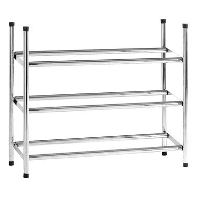 Tavia 3 Tier Extendable Silver Metal Shoe Rack