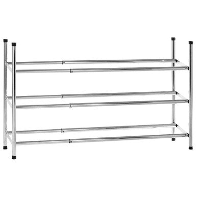 Tavia 3 Tier Extendable Silver Metal Shoe Rack