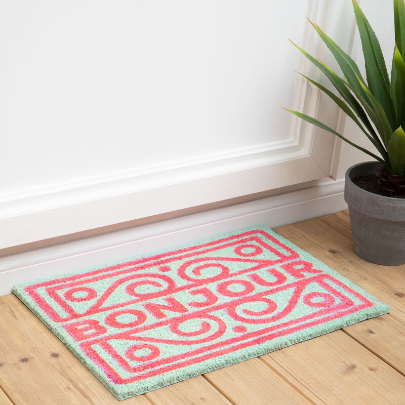Coir Neon Bonjour Doormat 60 x 40 cm