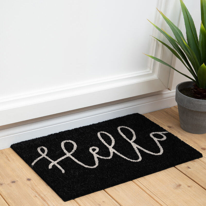 Filta Hello Black Coir Doormat 60 x 40 cm