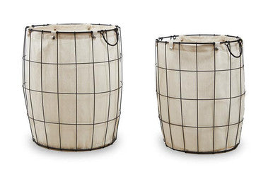 Harga Set Of Two Matte Black Laundry Baskets