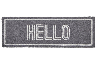 Filta Hello Grey and White Narrow Coir Doormat 75 x 25 cm