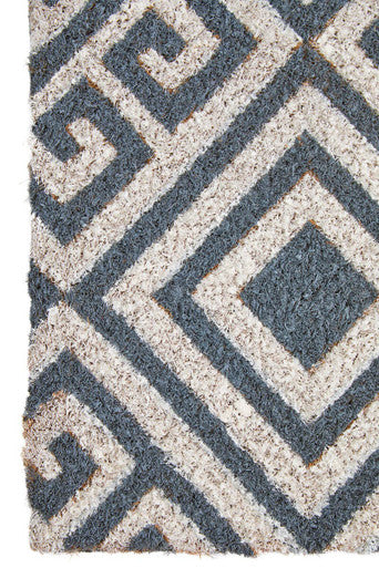 Filta Blue and White Geometric Coir Doormat 60 x 40 cm