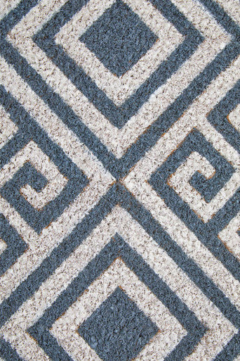 Filta Blue and White Geometric Coir Doormat 60 x 40 cm
