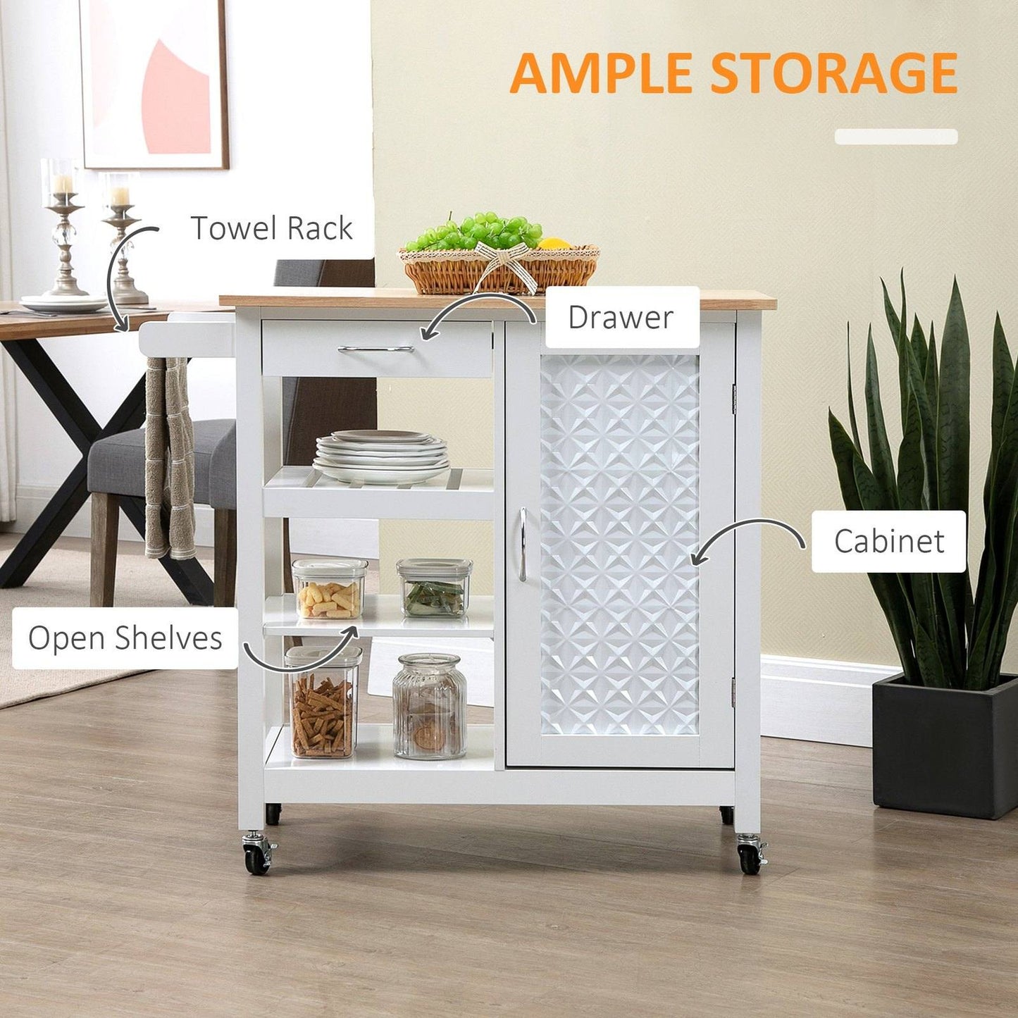 🍽️ Premium Kitchen Trolley - Mobile Storage & Serving Cart 🛒