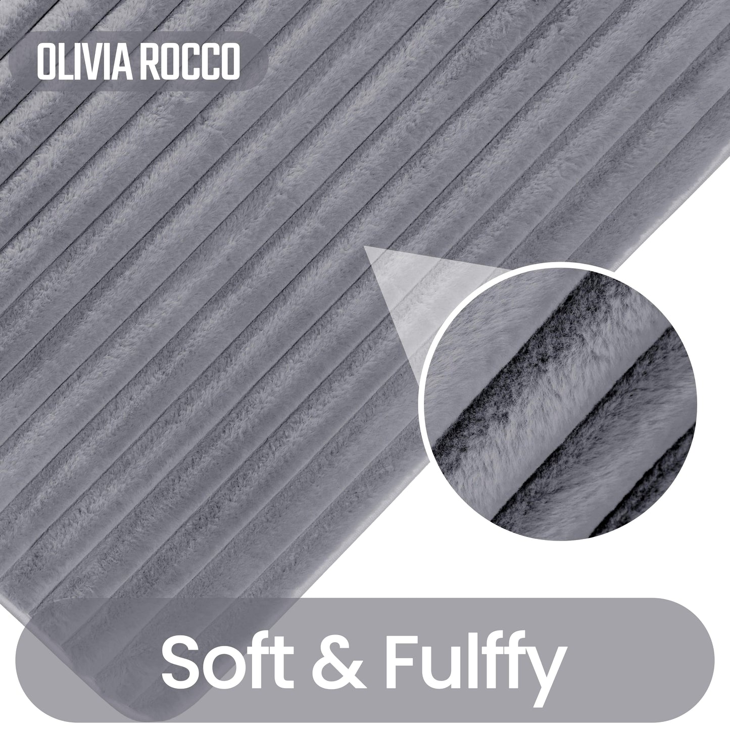2 Piece Ribbed Bath Mat Set in Charcoal Extra Soft Non Slip Super Absorbent Bathroom & Toilet Mats Easy Care Rug by OLIVIA ROCCO