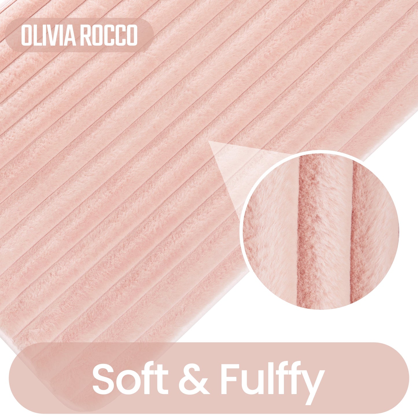 2 Piece Ribbed Bath Mat Set in Pink Extra Soft Non Slip Super Absorbent Bathroom & Toilet Mats Easy Care Rug by OLIVIA ROCCO