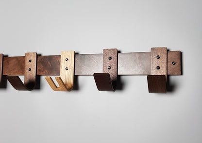 Coat Rack with Walnut Hooks and Oak Key Hook