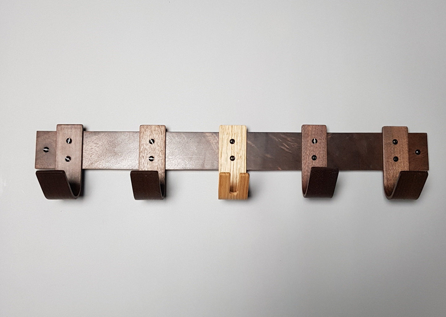Coat Rack with Walnut Hooks and Oak Key Hook