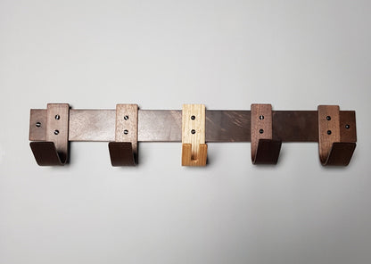 Coat Rack with Walnut Hooks and Oak Key Hook