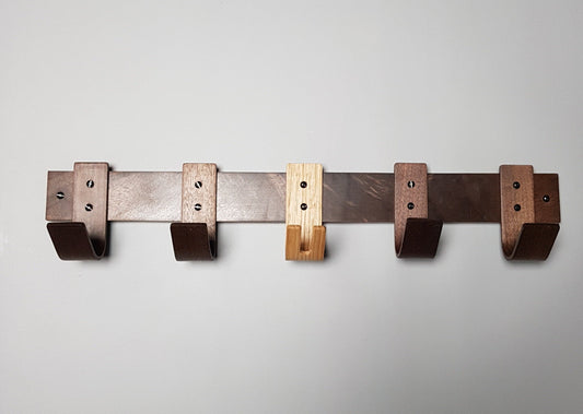 Coat Rack with Walnut Hooks and Oak Key Hook