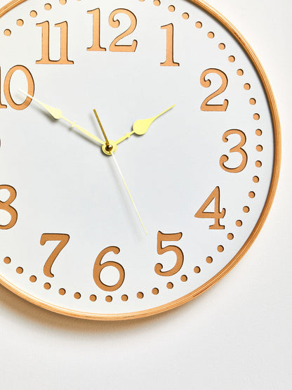 Vitus White Wood With Gold Numbers Wall Clock