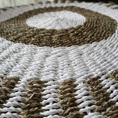 Round Seagrass White & Tan - Sun - 1m