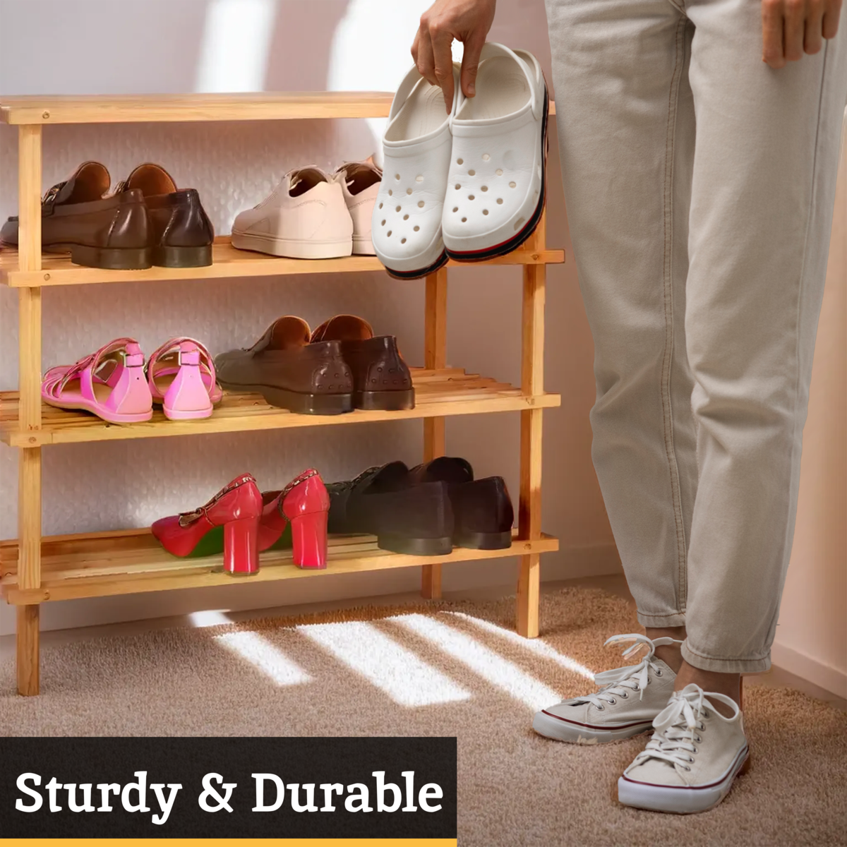 Arla 4 Tier Wooden Shoe Rack