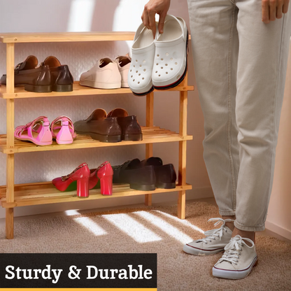 Arla 4 Tier Wooden Shoe Rack