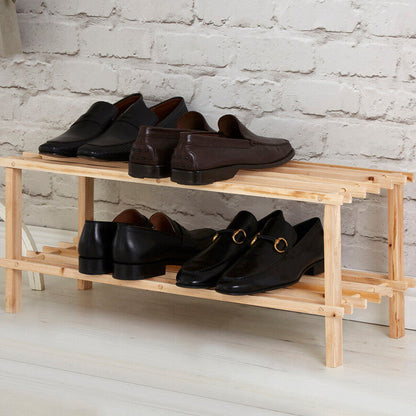 Arla Fir Wood 2 Tier Shoe Rack