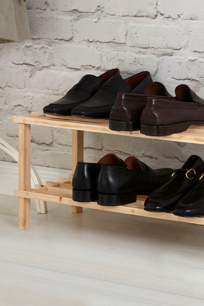 Arla Fir Wood 2 Tier Shoe Rack