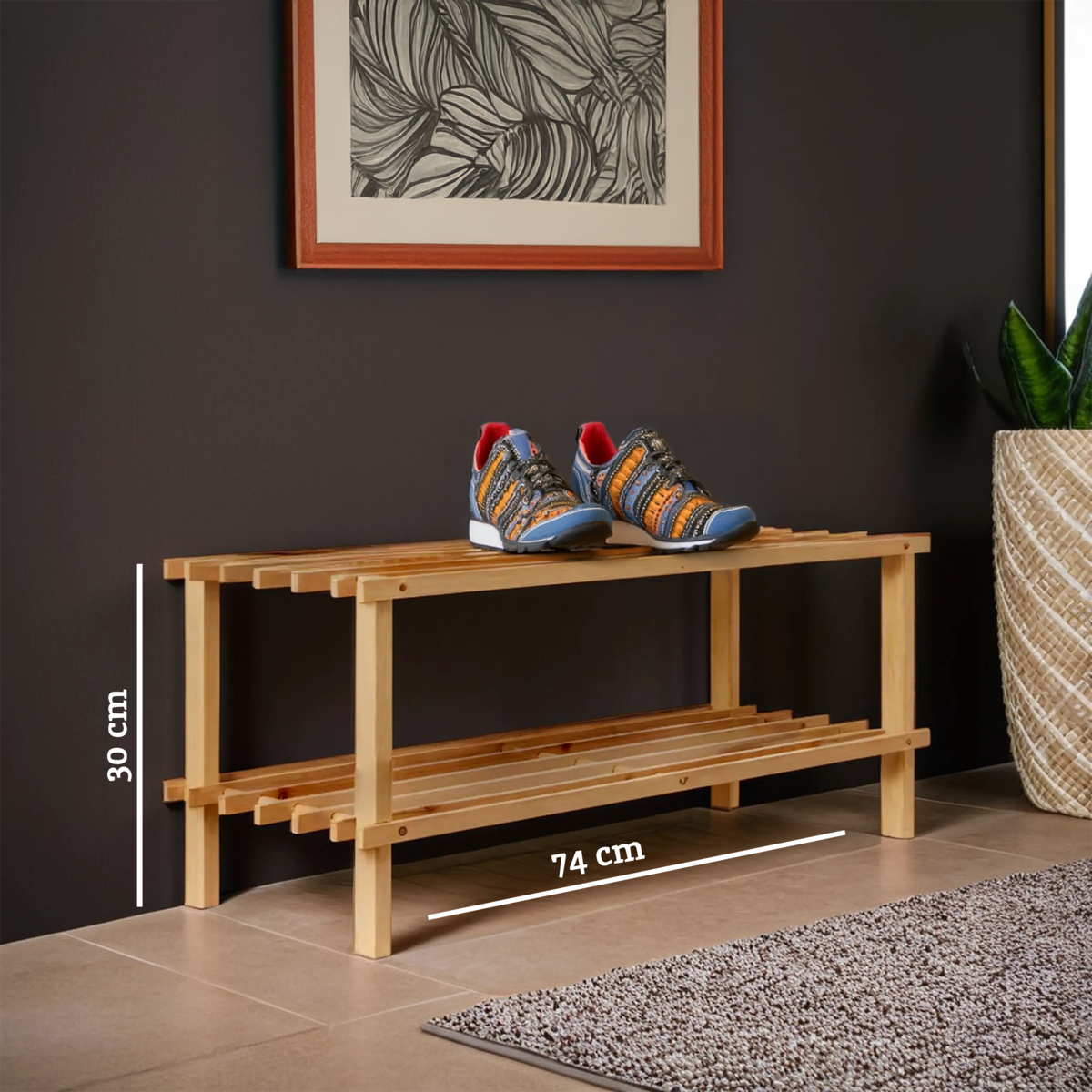 Arla Fir Wood 2 Tier Shoe Rack
