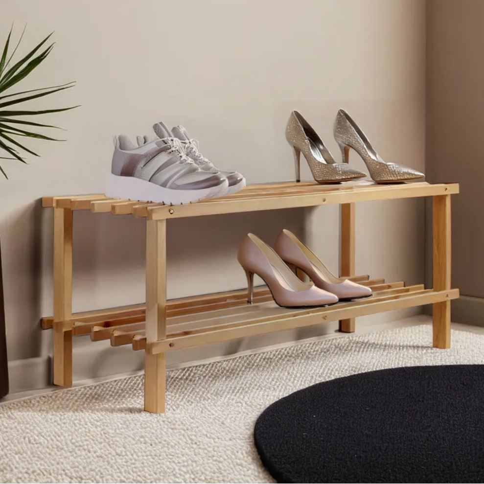 Arla Fir Wood 2 Tier Shoe Rack