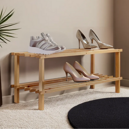 Arla Fir Wood 2 Tier Shoe Rack