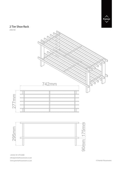 Arla Wood 2 Tier Shoe Rack
